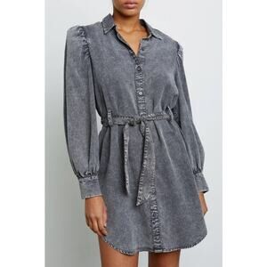 Rails Adele Black Acid Wash Tencel Denim Long Sleeves Unlined Shirt Dress Size S